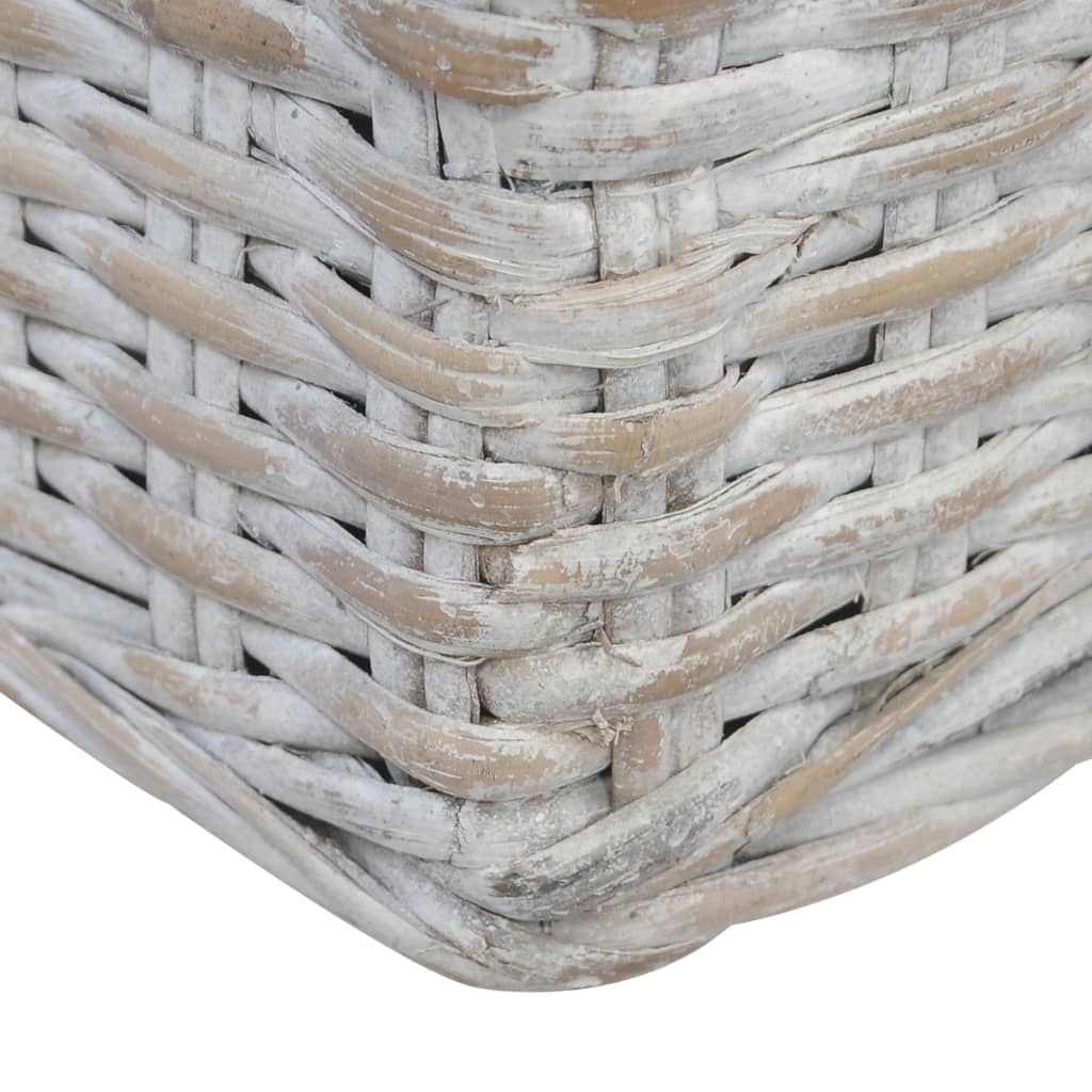 3-Sitzer-Sofa mit Kissen Grau Natürliches Rattan