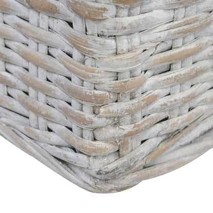 3-Sitzer-Sofa mit Kissen Grau Natürliches Rattan