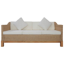 3-Sitzer-Sofa mit Kissen Natürliches Rattan