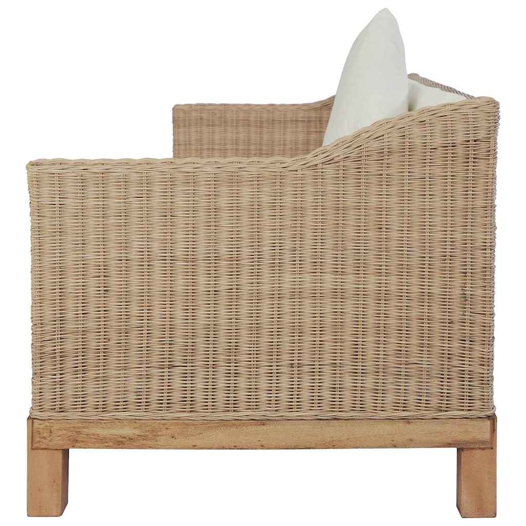 3-Sitzer-Sofa mit Kissen Natürliches Rattan