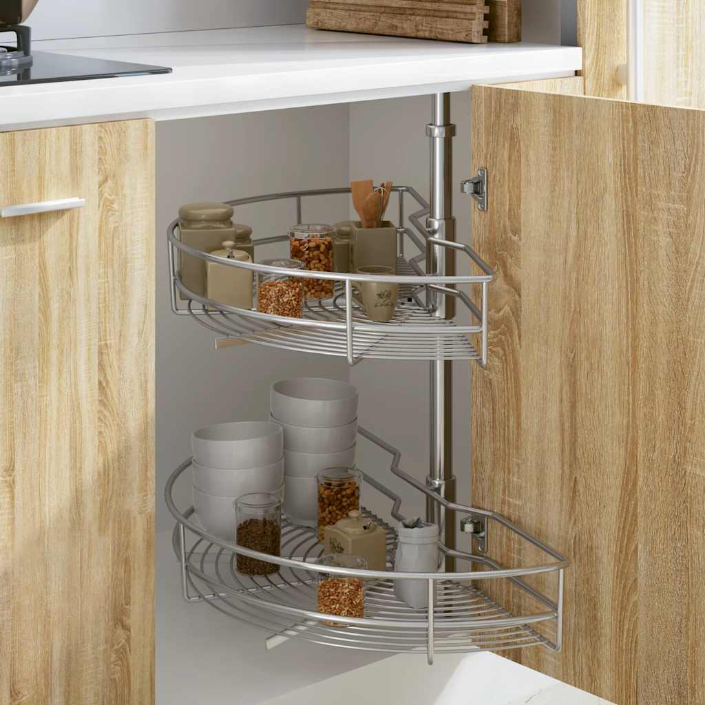 2-stufiger Küchen-Drahtkorb Silbern 180 Grad 75x38x80 cm