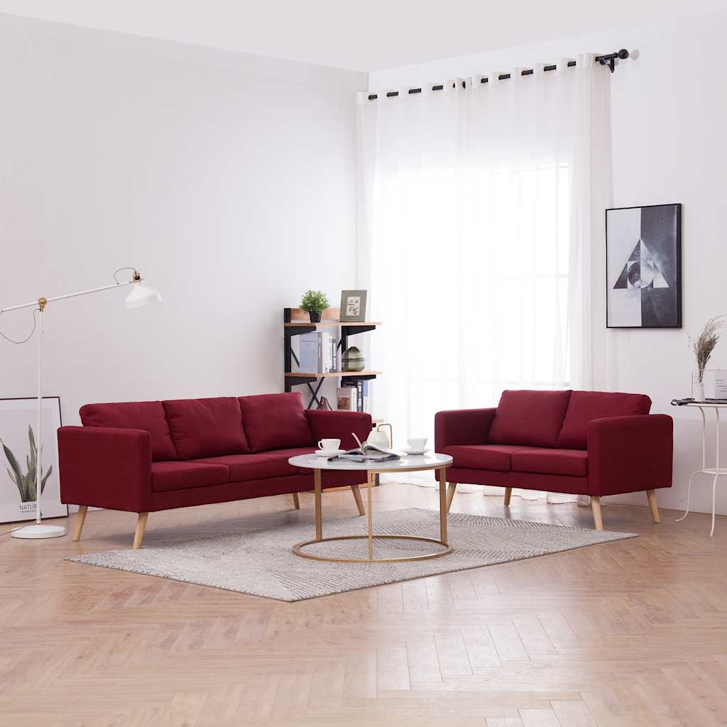 2-tlg. Sofagarnitur Stoff Weinrot