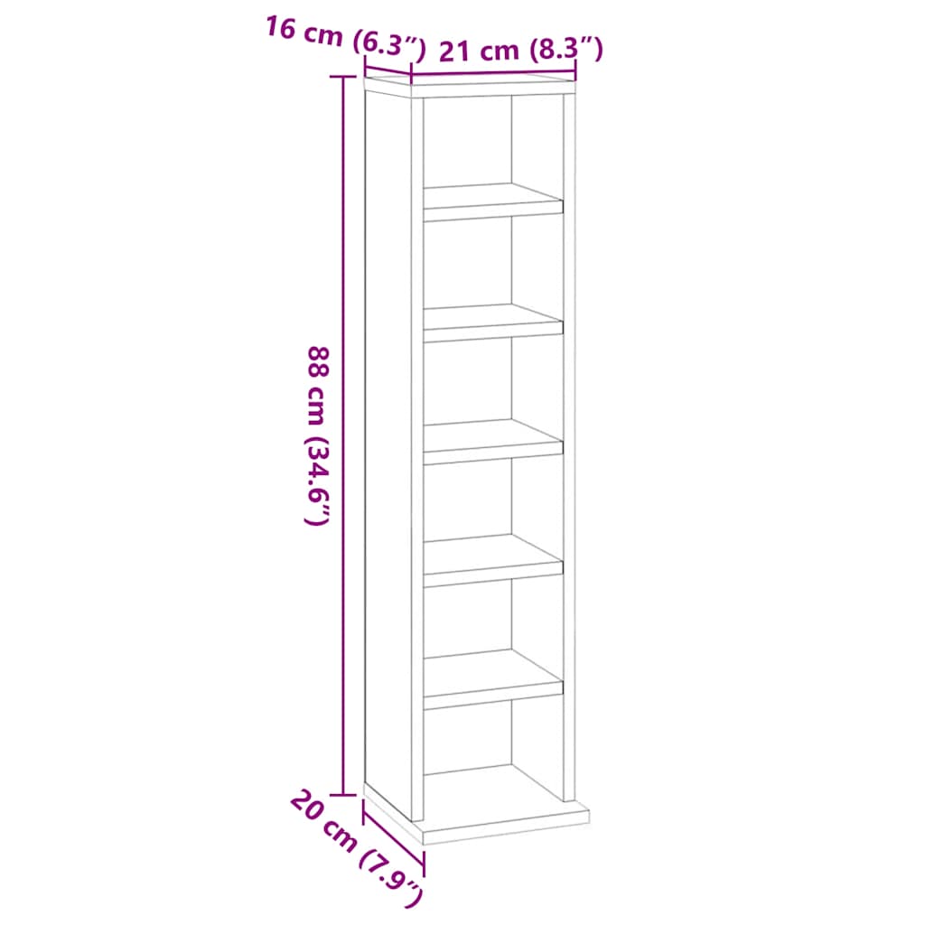 CD-Schrank Hochglanz-Weiß 21x20x88 cm Holzwerkstoff