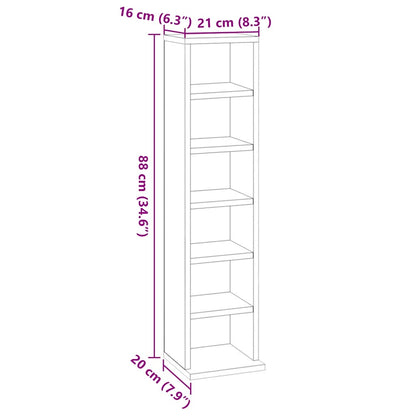 CD-Schrank Hochglanz-Weiß 21x20x88 cm Holzwerkstoff