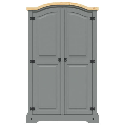 Kleiderschrank Mexiko-Stil Kiefernholz 2 Türen Grau