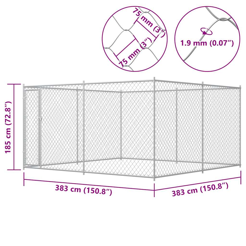Outdoor-Hundezwinger 383x383x185 cm