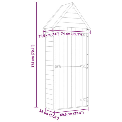 Garten-Geräteschuppen mit Tür 69,5x32x178 cm Kiefer Imprägniert