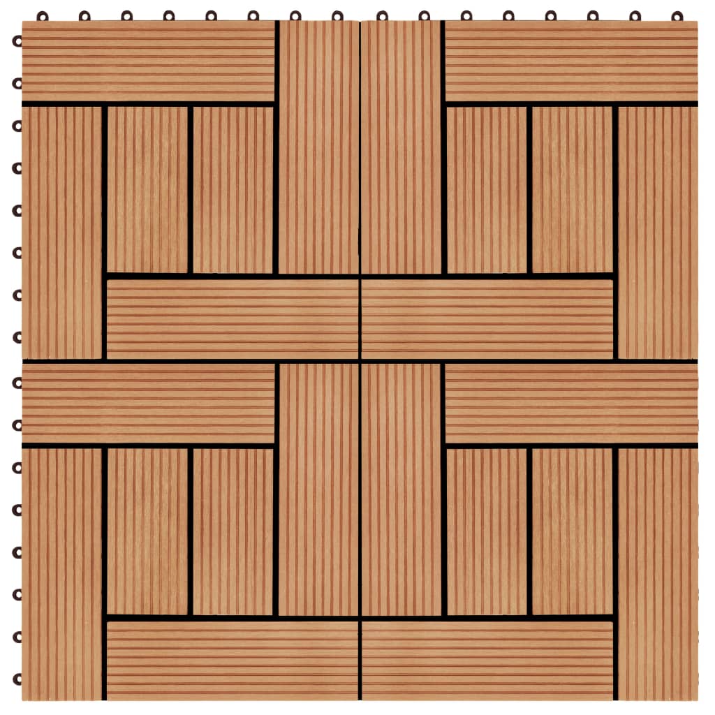 22 Stk. Terrassenfliesen 30 x 30 cm 2 qm WPC Teakholzfarbe