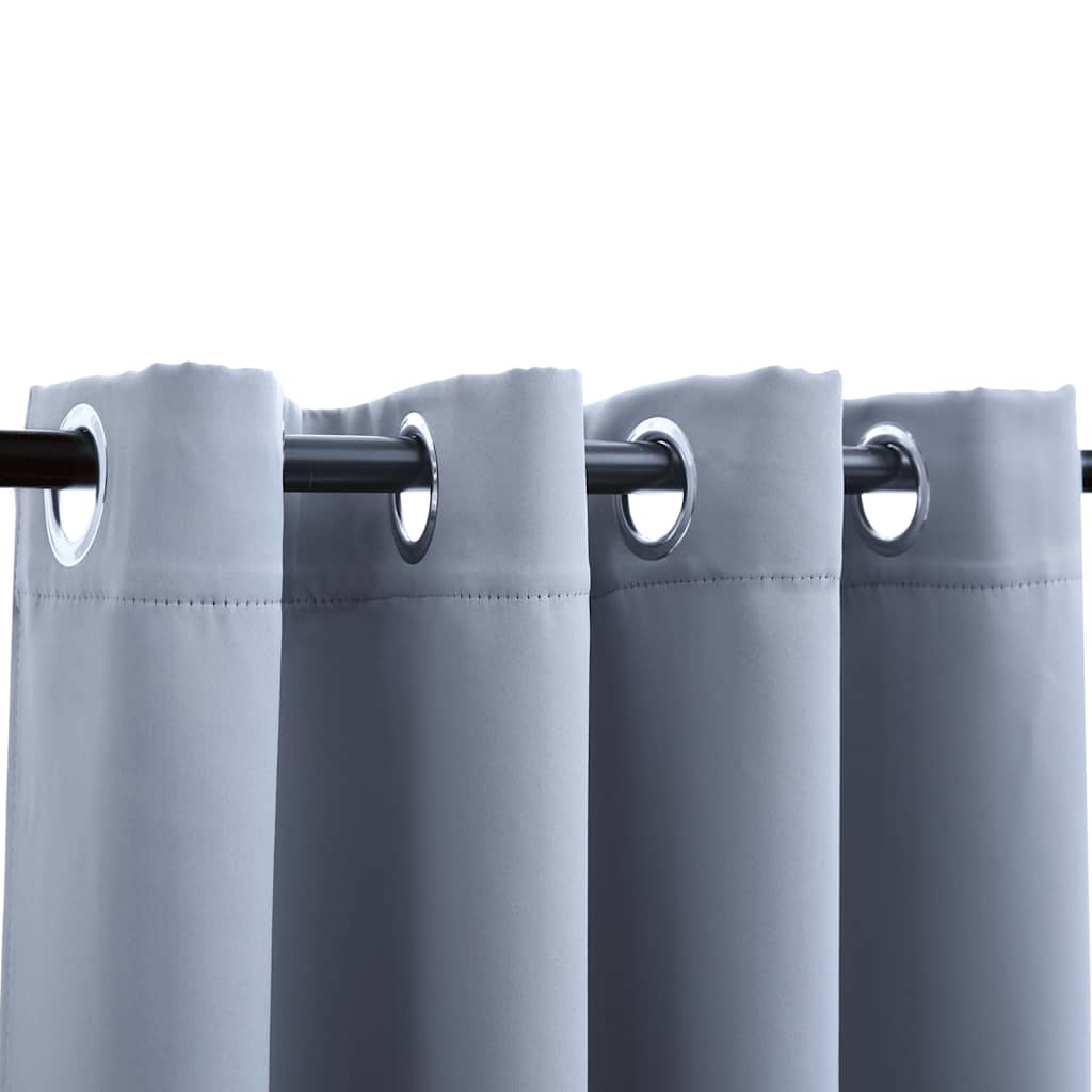 Verdunkelungsvorhänge mit Metallösen 2 Stk. Grau 140x175 cm