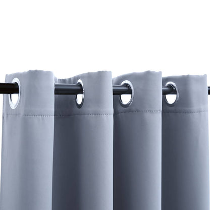 Verdunkelungsvorhänge mit Metallösen 2 Stk. Grau 140x175 cm