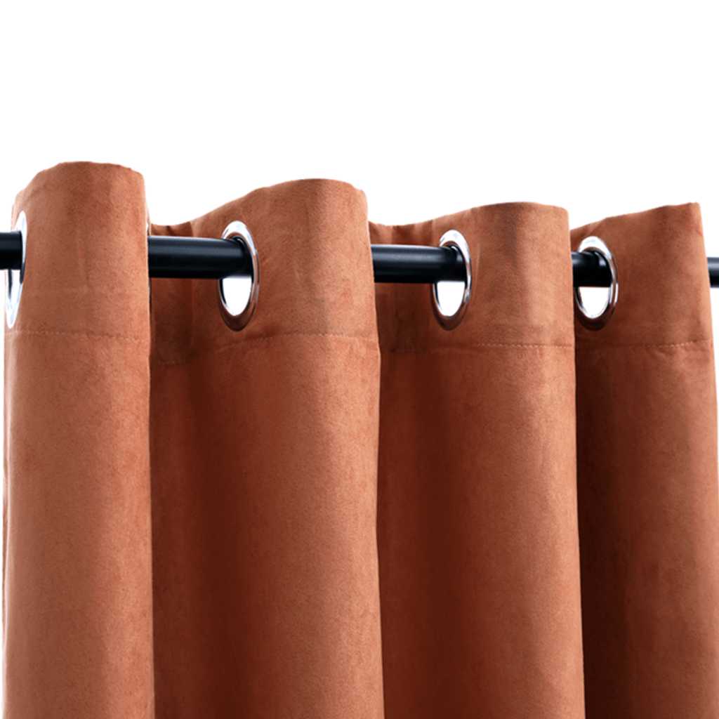 Verdunkelungsvorhänge mit Metallösen 2 Stk. Rostbraun 140x225cm
