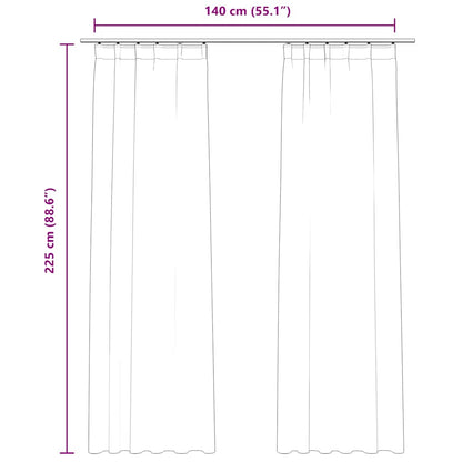 Verdunkelungsvorhänge mit Haken 2 Stk. Samt Schwarz 140x225 cm