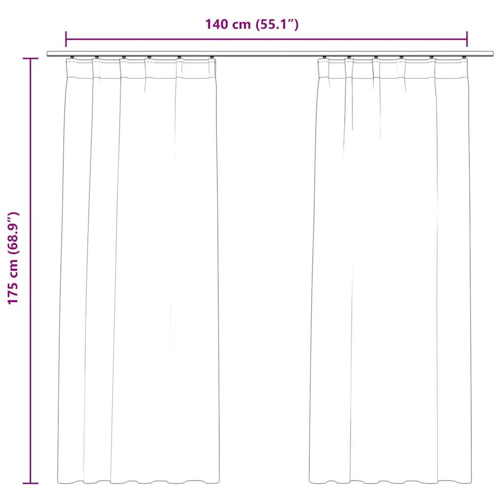 Verdunkelungsvorhänge mit Haken 2 Stk. Samt Anthrazit 140x175cm