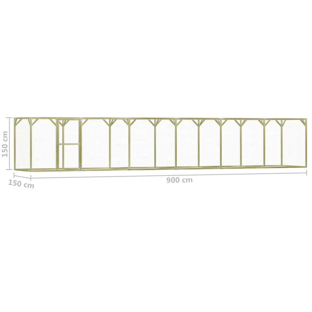 Hühnerkäfig 1,5x9x1,5 m Imprägniertes Kiefernholz
