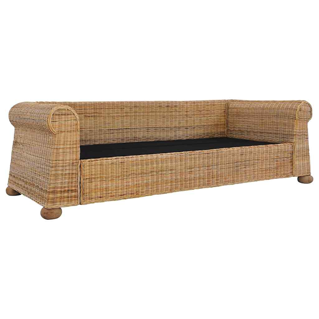 2-tlg. Sofagarnitur mit Kissen Natur Rattan