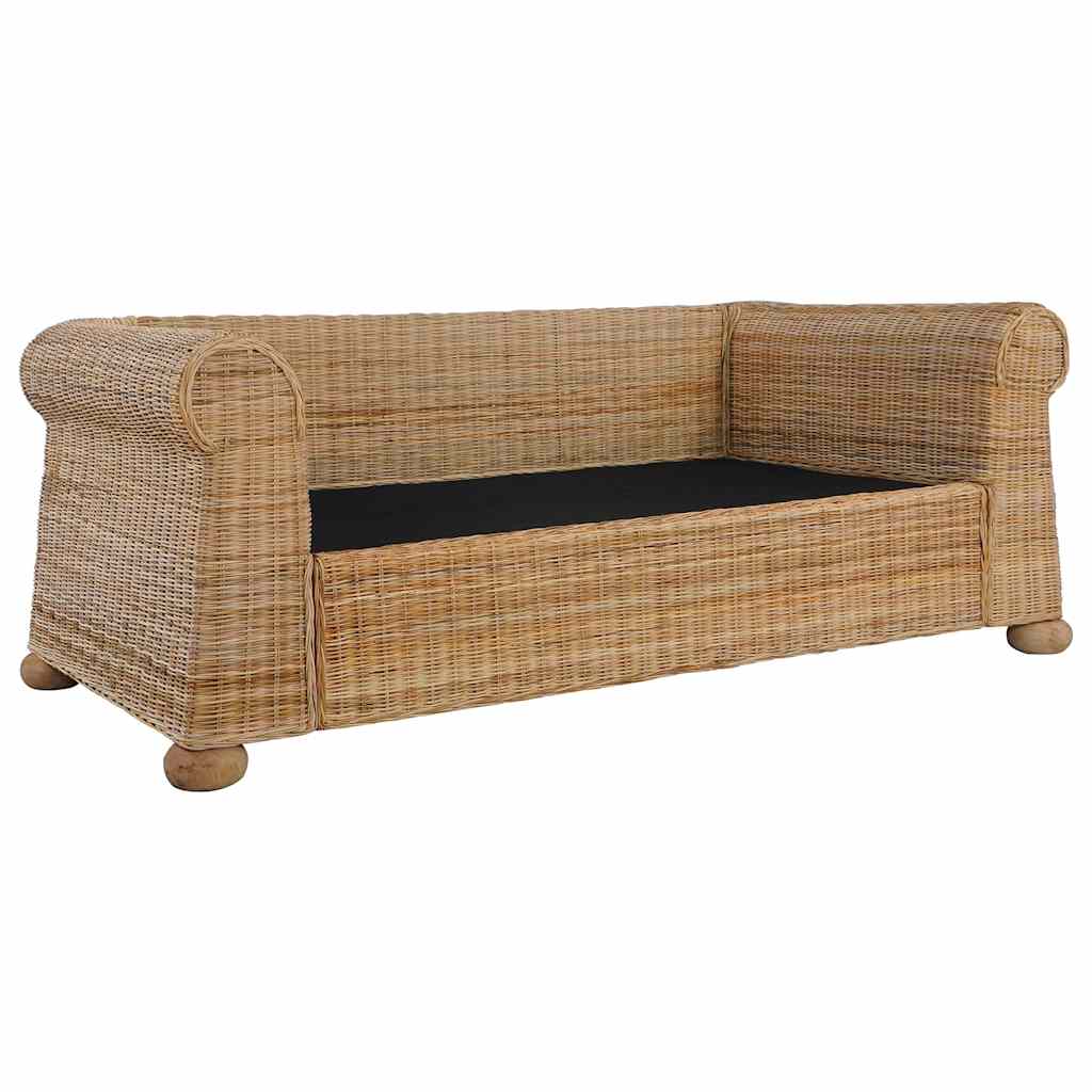 3-tlg. Sofagarnitur mit Kissen Natur Rattan