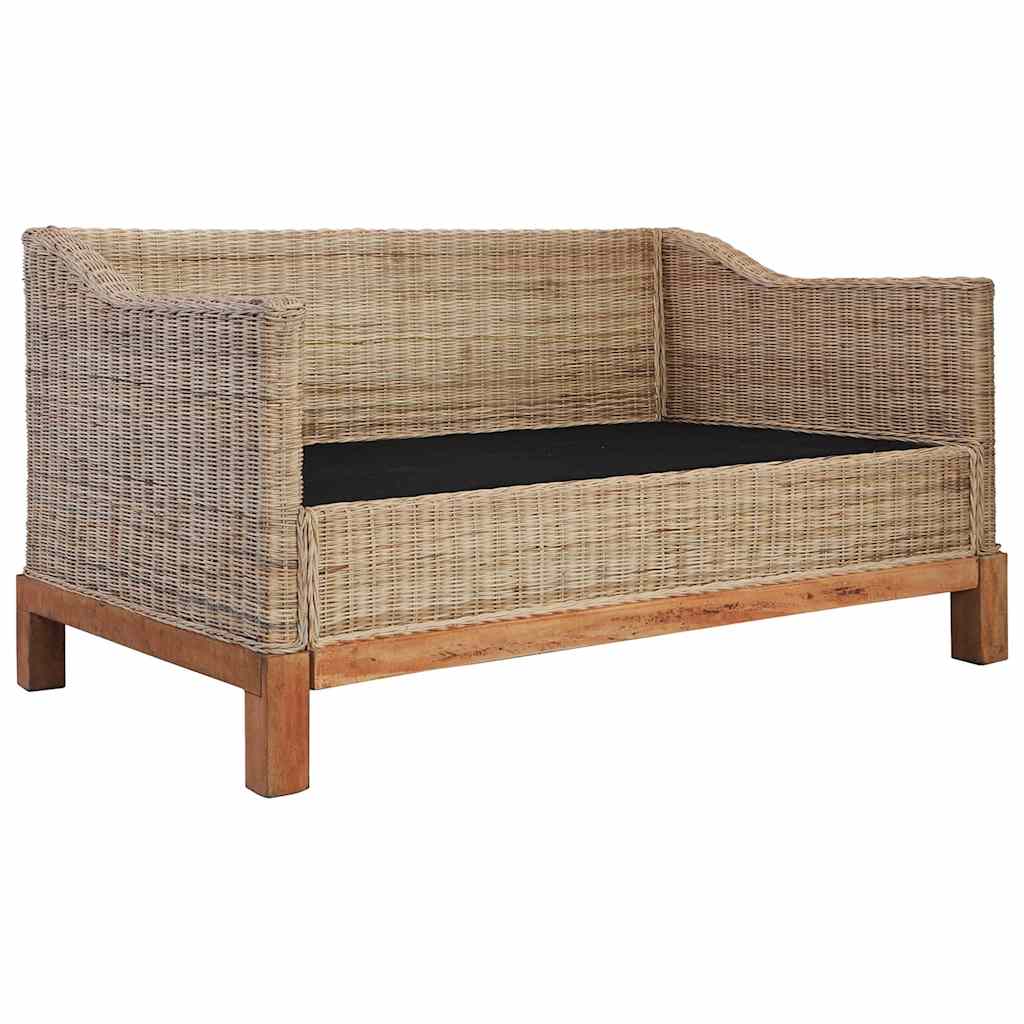 2-tlg. Sofagarnitur mit Kissen Natur Rattan