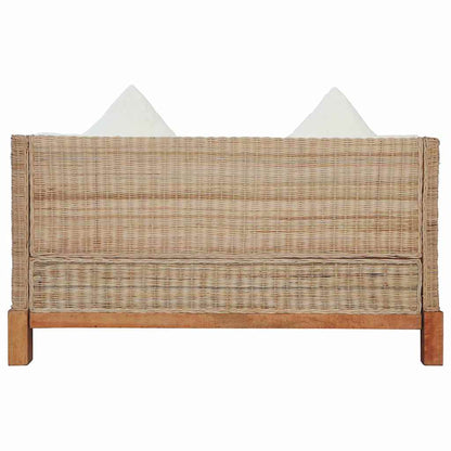 2-tlg. Sofagarnitur mit Kissen Natur Rattan