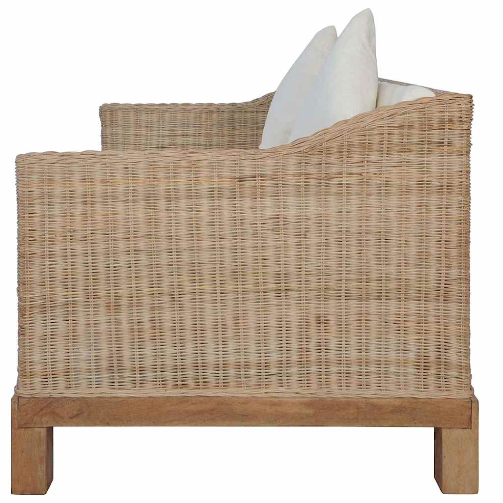 2-tlg. Sofagarnitur mit Auflagen Natur Rattan
