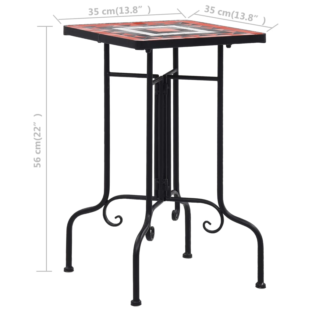 Beistelltisch Mosaik Keramik Terracotta und Weiß