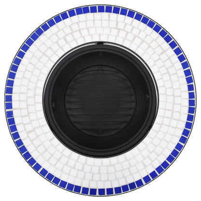 Feuerstelle Mosaik Keramik Blau und Weiß 68 cm
