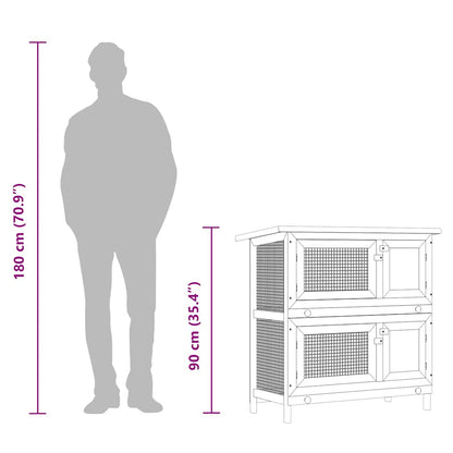 Kaninchenstall 4 Türen Grau Holz