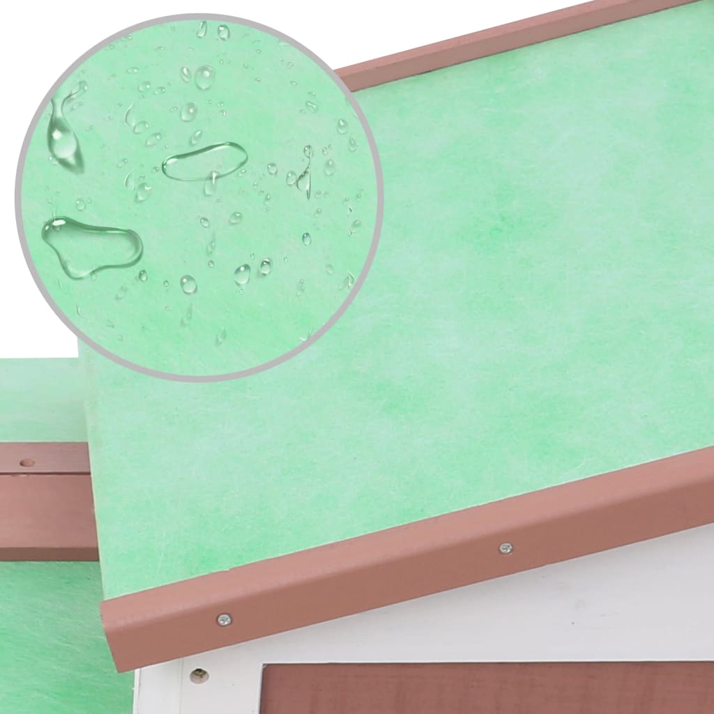 Großer Kaninchenstall Braun und Weiß 145x45x84 cm Holz