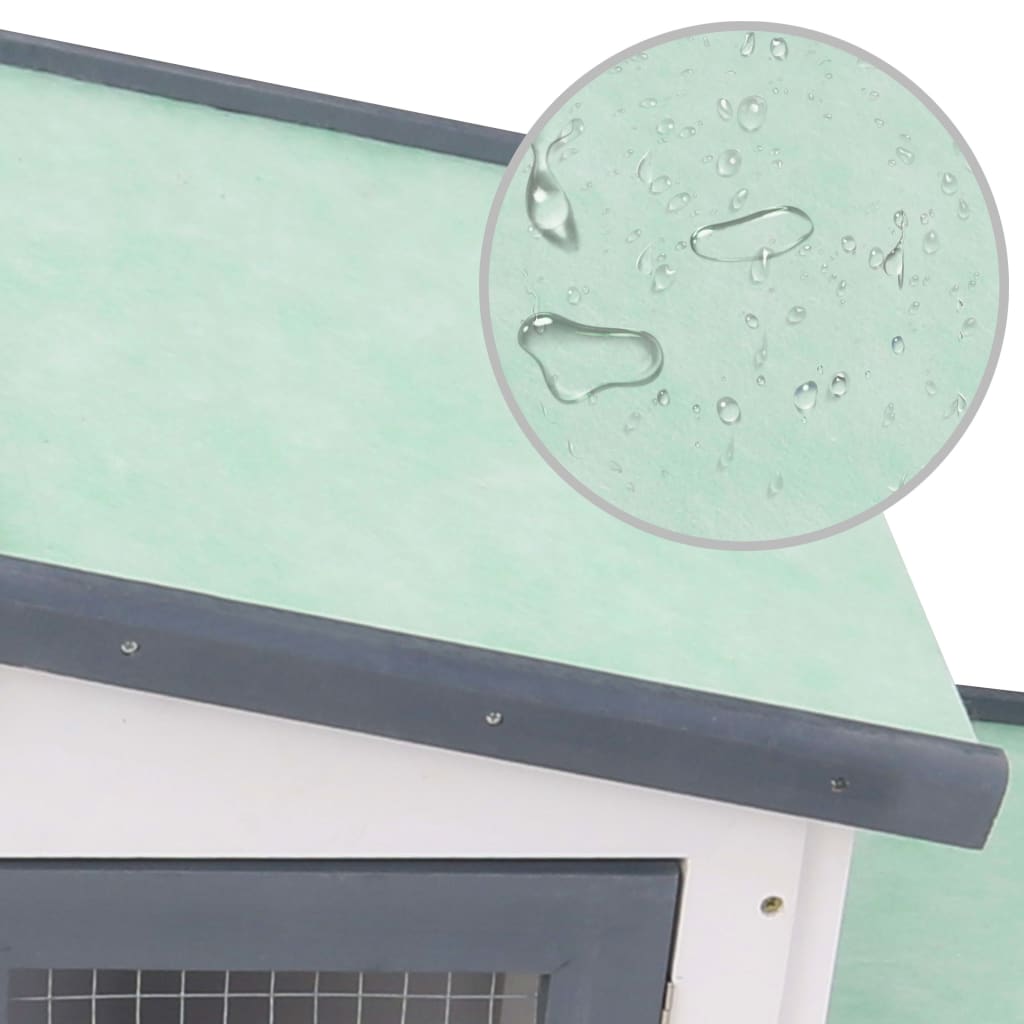 Großer Kaninchenstall Grau und Weiß 201x45x85 cm Holz