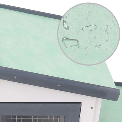 Großer Kaninchenstall Grau und Weiß 201x45x85 cm Holz