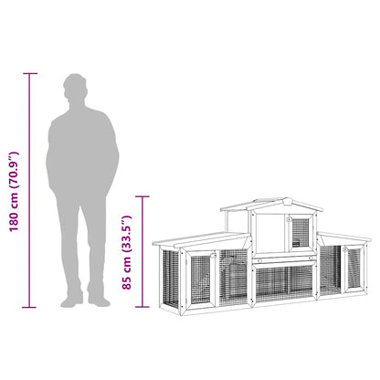 Großer Kaninchenstall Grau und Weiß 201x45x85 cm Holz
