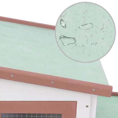 Großer Kaninchenstall Braun und Weiß 201x45x85 cm Holz