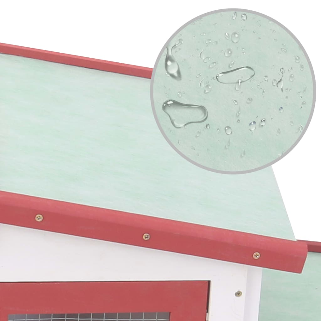 Großer Kaninchenstall Rot und Weiß 201x45x85 cm Holz