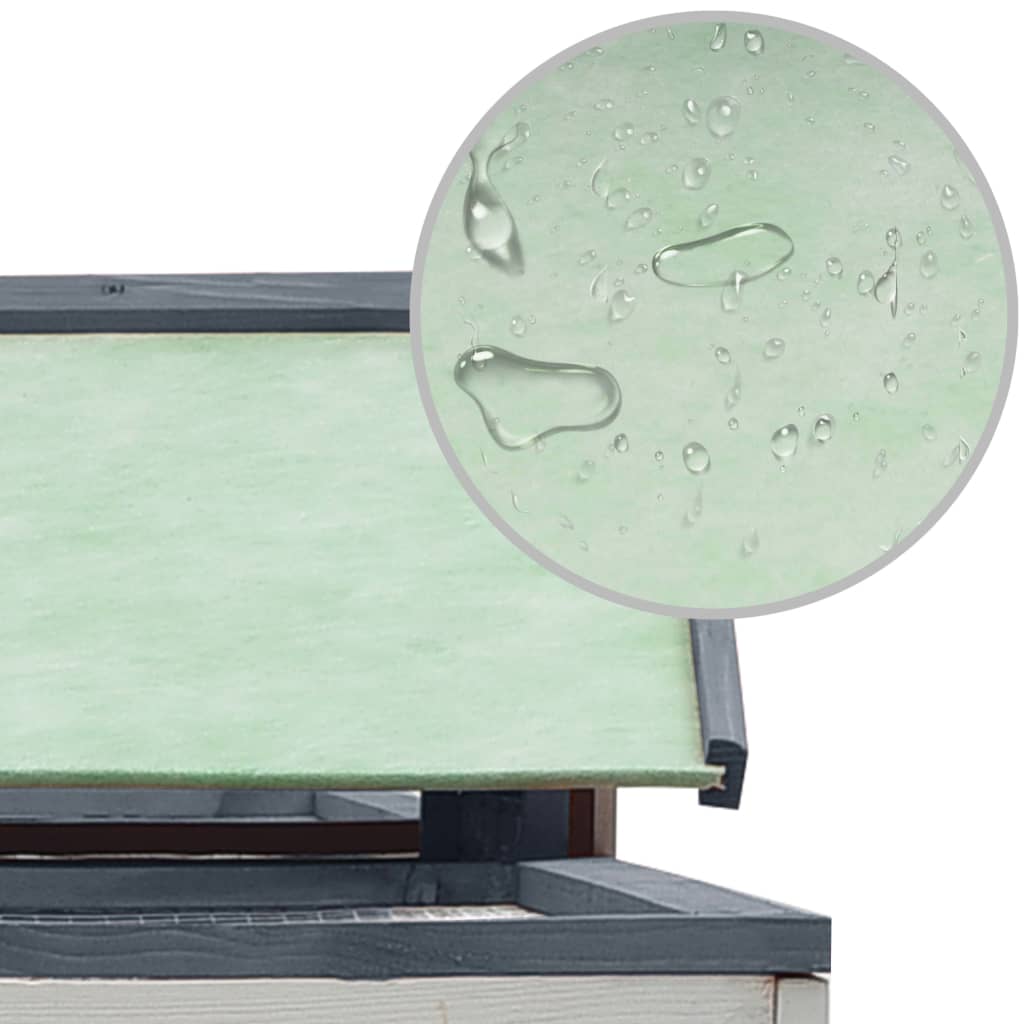 Kaninchenstall Grau 310x70x87 cm Kiefer & Tanne Massivholz