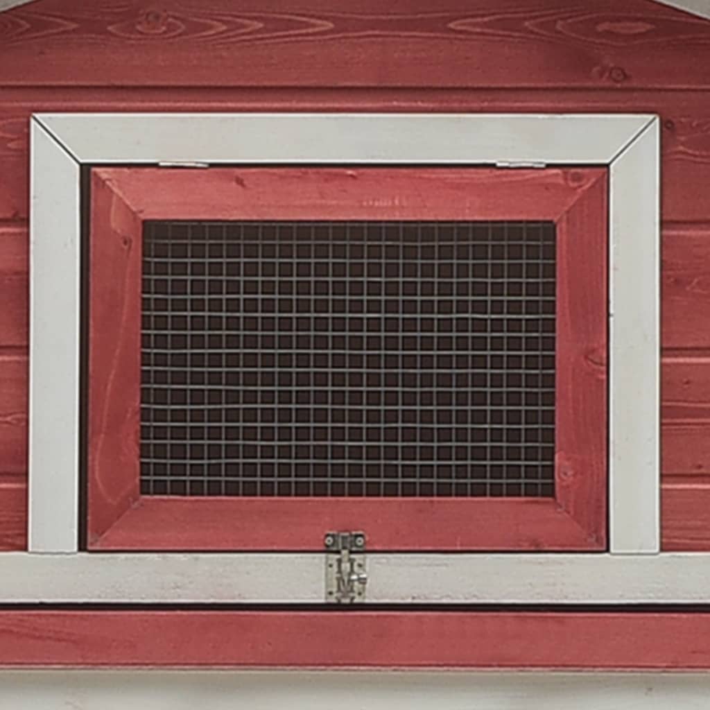 Kaninchenstall Rot 310x70x87 cm Kiefer & Tanne Massivholz