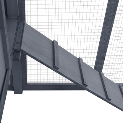 Hühnerstall mit Legenest Grau und Weiß Tanne Massivholz