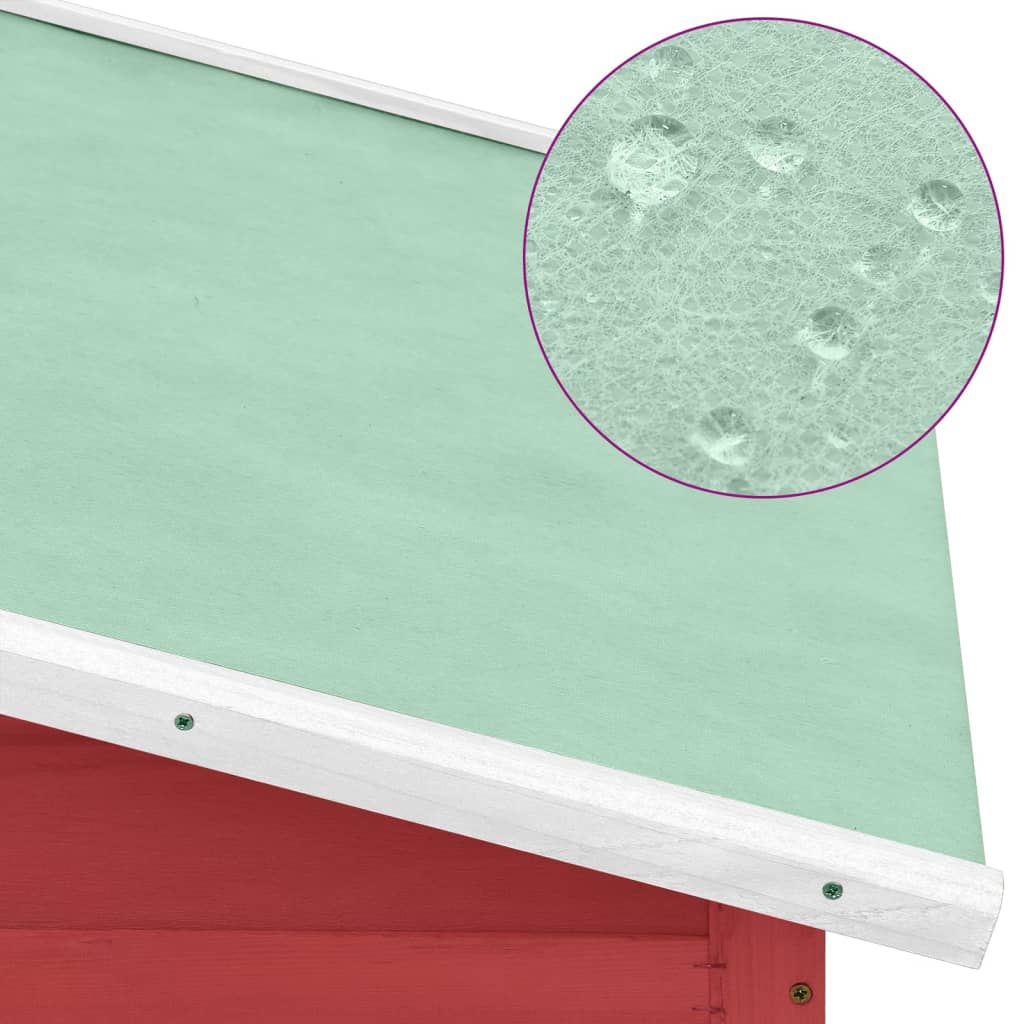 Hühnerstall mit Legekasten Rot und Weiß Tanne Massivholz