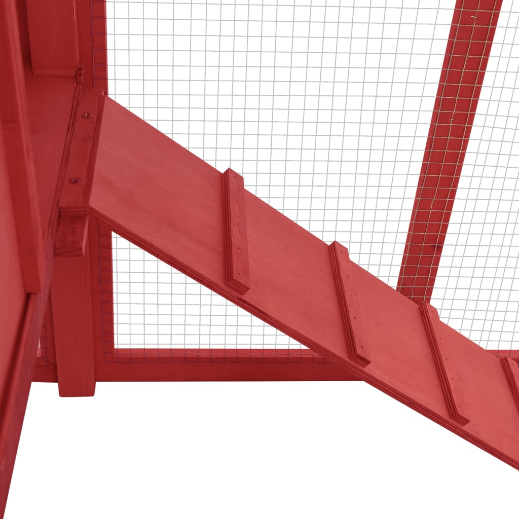 Hühnerstall mit Legekasten Rot und Weiß Tanne Massivholz