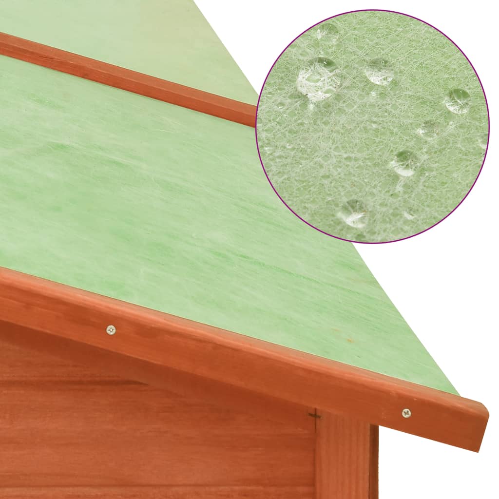 Kaninchenstall mit Freilauf Braun Tanne Massivholz