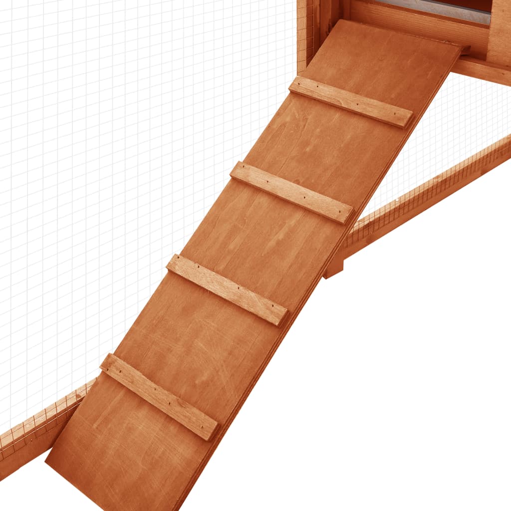 Kaninchenstall mit Freilauf Braun Tanne Massivholz