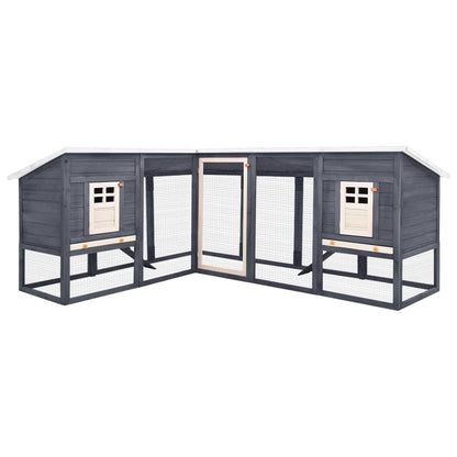 Kaninchenstall mit Freilauf Grau und Weiß Tanne Massivholz