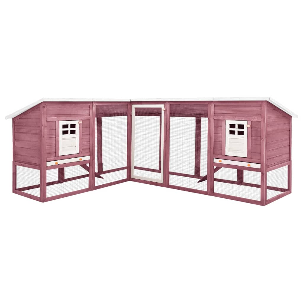 Kaninchenstall mit Freilauf Mocca und Weiß Tanne Massivholz