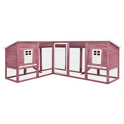 Kaninchenstall mit Freilauf Mocca und Weiß Tanne Massivholz