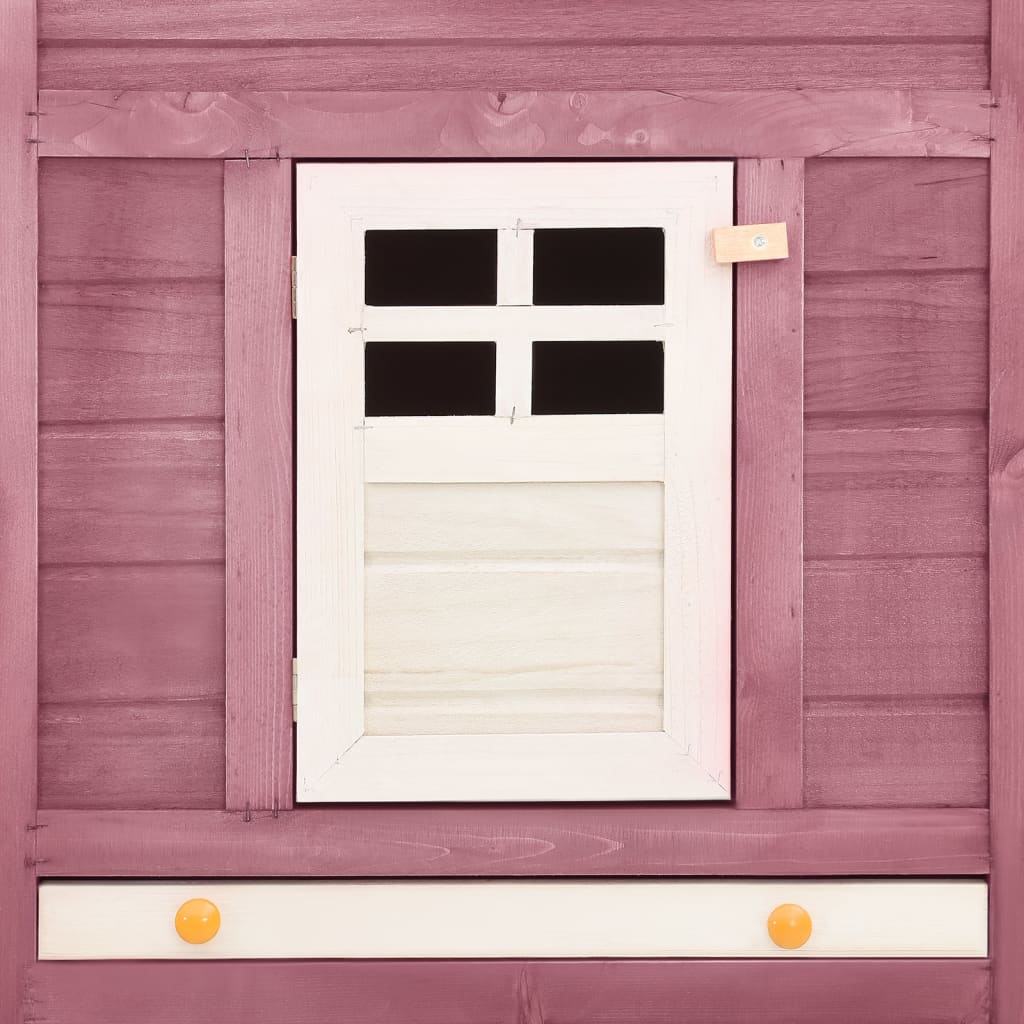 Kaninchenstall mit Freilauf Mocca und Weiß Tanne Massivholz