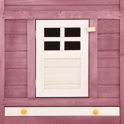 Kaninchenstall mit Freilauf Mocca und Weiß Tanne Massivholz