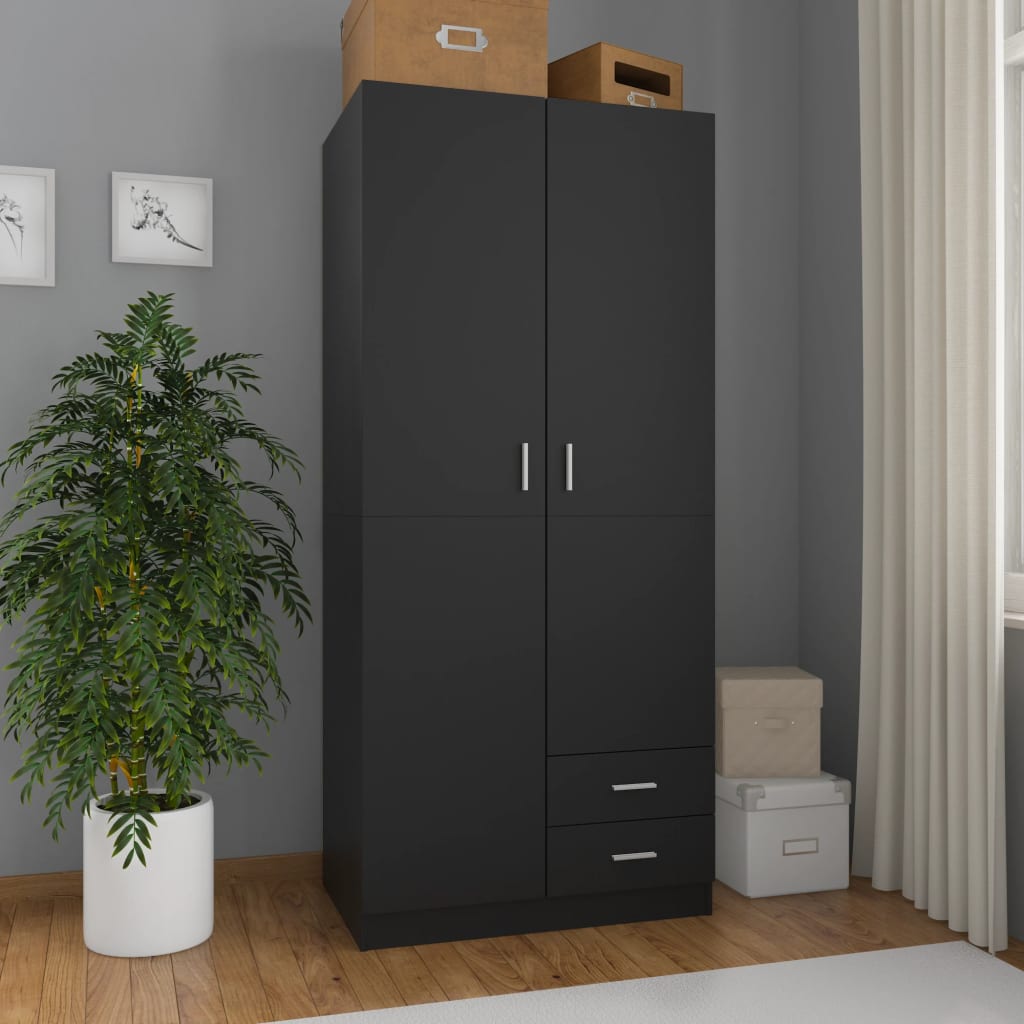 Kleiderschrank Schwarz 80x52x180 cm Holzwerkstoff