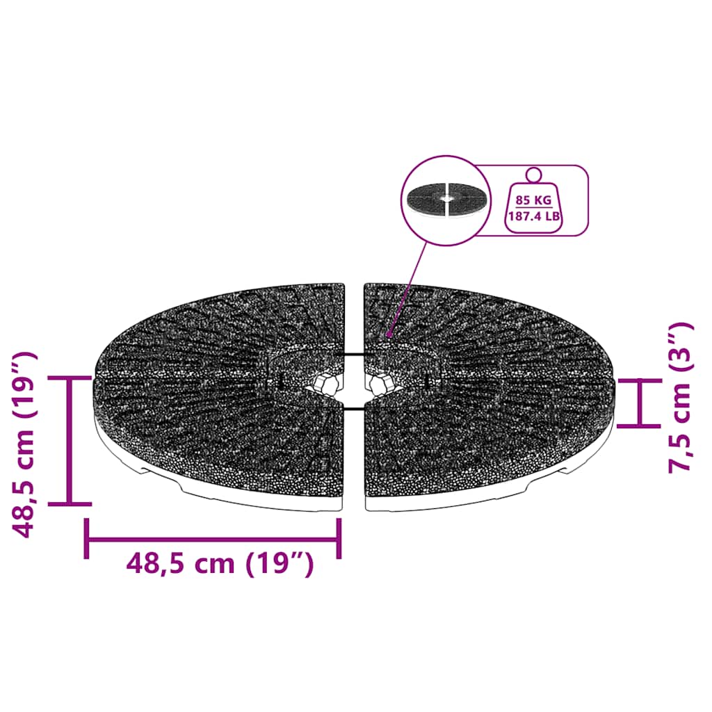 Sonnenschirmständer Fächerförmig 4 Stk. Schwarz