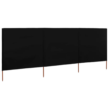 3-teiliges Windschutzgewebe 400 x 160 cm Schwarz