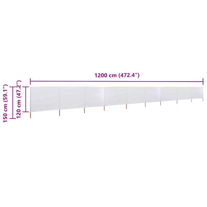 9-teiliges Windschutzgewebe 1200 x 120 cm Sandweiß