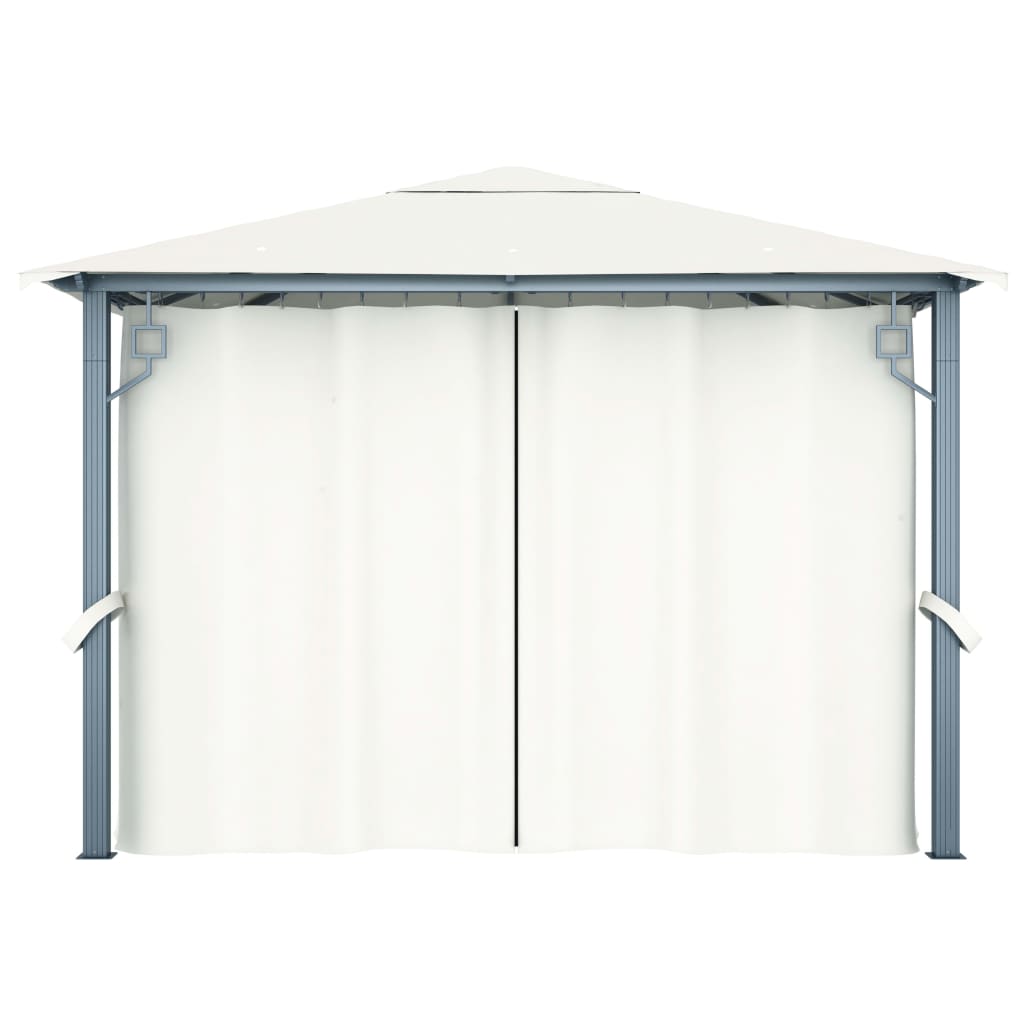 Pavillon mit Vorhängen 300 x 300 cm Creme Aluminium