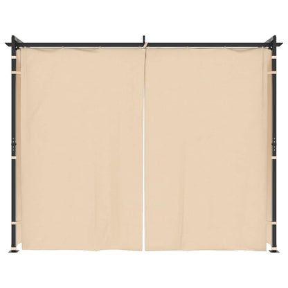 Pavillon mit Vorhängen 3 x 3 m Creme Stahl